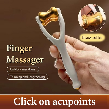 Finger Massager Brass Rollers & Ergonomic Handle