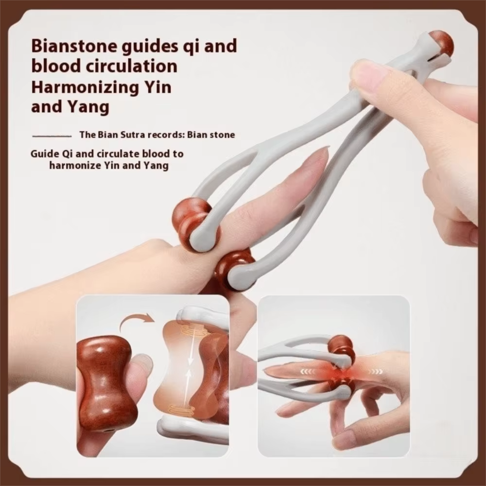 Finger Massager Brass Rollers & Ergonomic Handle
