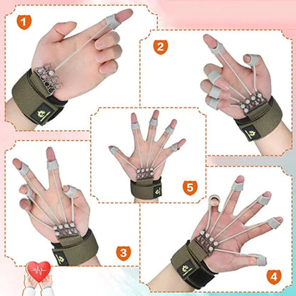 Finger Trainer Adjustable Resistance 3 Levels Silicone & Wrist Strap