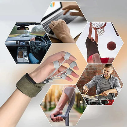 Finger Trainer Adjustable Resistance 3 Levels Silicone & Wrist Strap