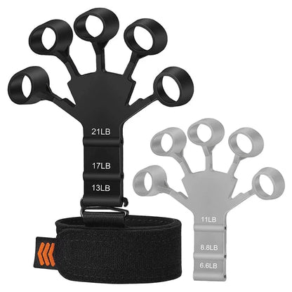 Finger Trainer Adjustable Resistance 3 Levels Silicone & Wrist Strap