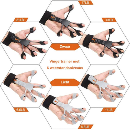 Finger Trainer Adjustable Resistance 3 Levels Silicone & Wrist Strap