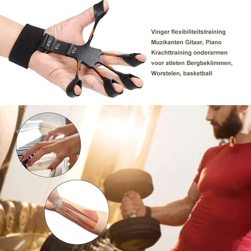 Finger Trainer Adjustable Resistance 3 Levels Silicone & Wrist Strap