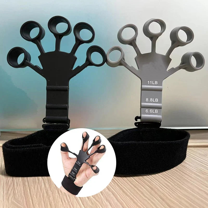 Finger Trainer Adjustable Resistance 3 Levels Silicone & Wrist Strap
