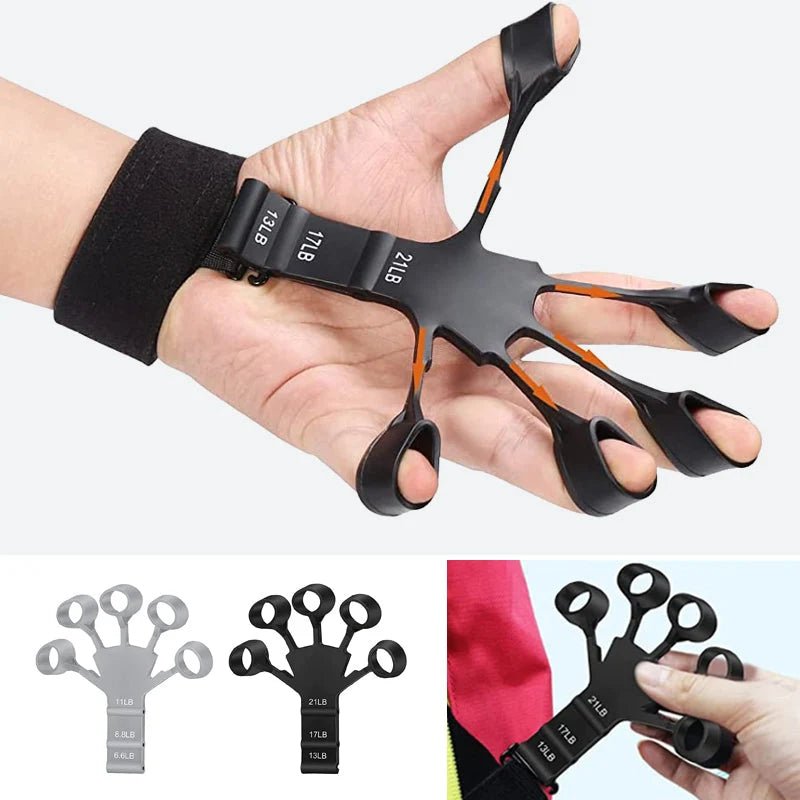 Finger Trainer Adjustable Resistance 3 Levels Silicone & Wrist Strap