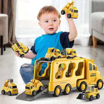 Fire Truck Transporter Set LED Light & Sound