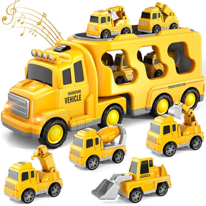 Fire Truck Transporter Set LED Light & Sound