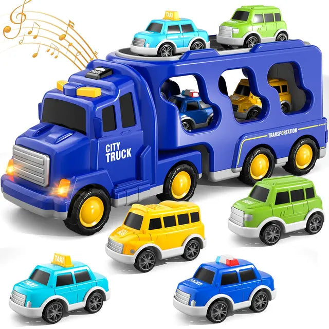 Fire Truck Transporter Set LED Light & Sound