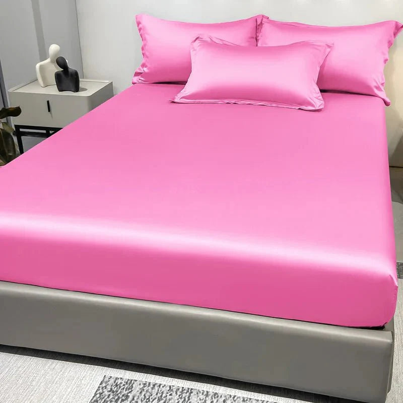 Fitted Bed Sheet 100% Cotton Satin All-Around Elastic