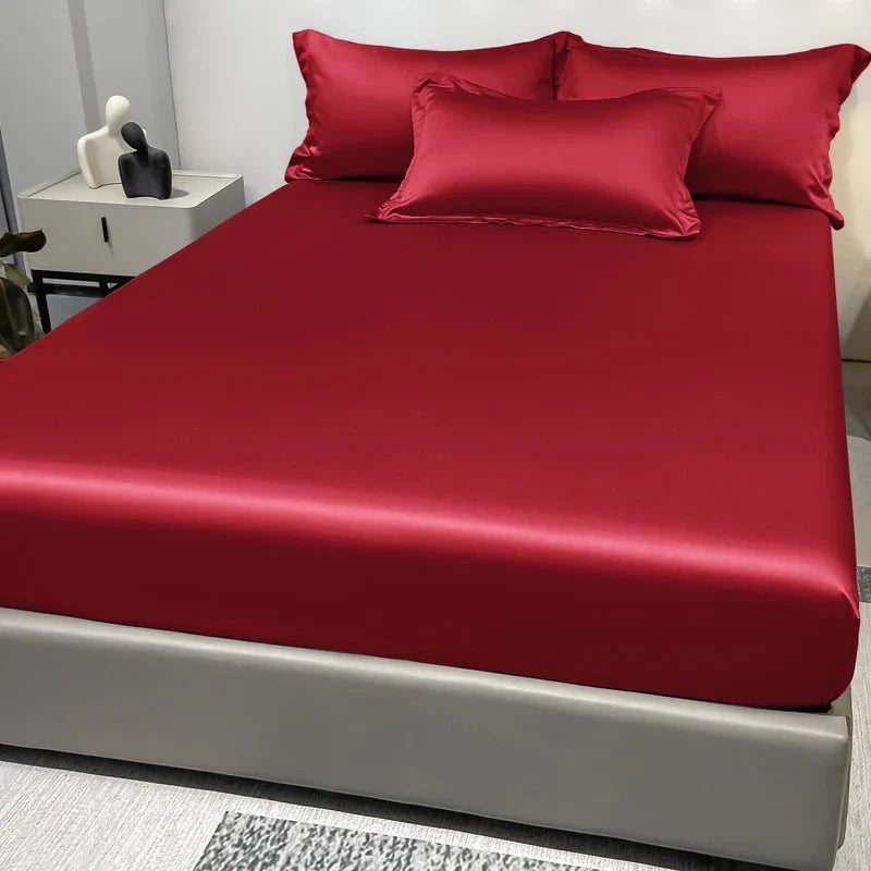 Fitted Bed Sheet 100% Cotton Satin All-Around Elastic