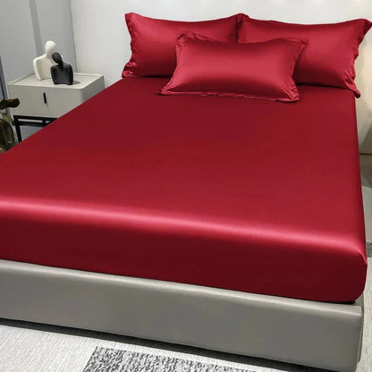 Fitted Bed Sheet 100% Cotton Satin All-Around Elastic
