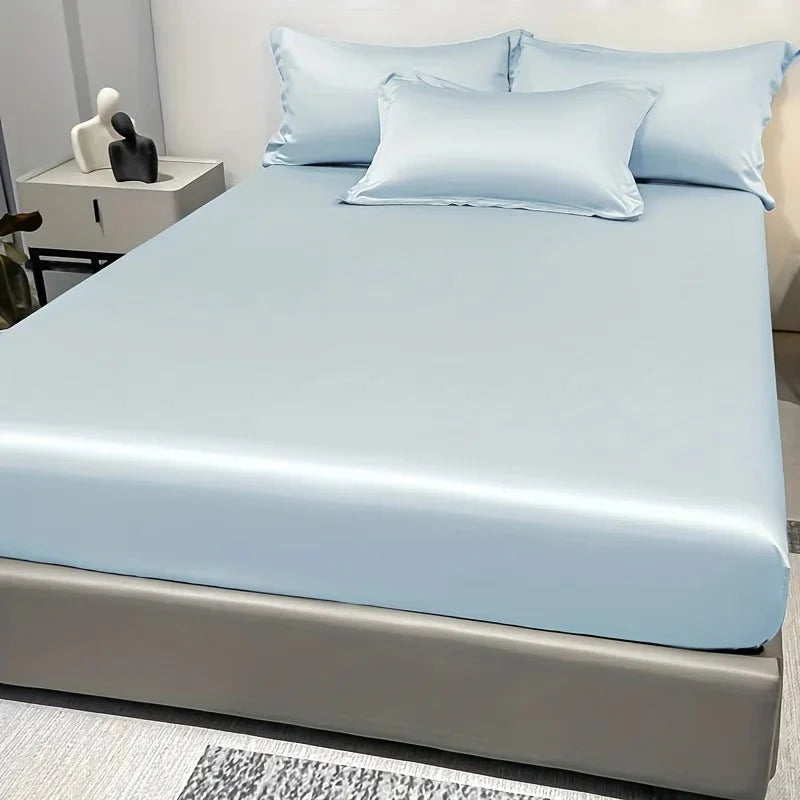 Fitted Bed Sheet 100% Cotton Satin All-Around Elastic