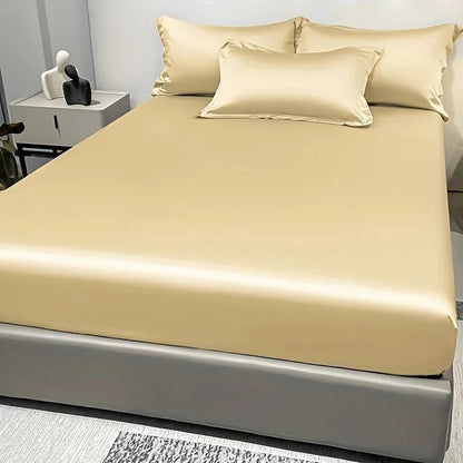 Fitted Bed Sheet 100% Cotton Satin All-Around Elastic
