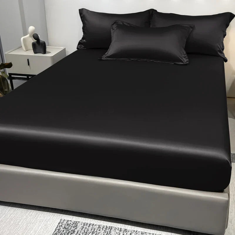Fitted Bed Sheet 100% Cotton Satin All-Around Elastic