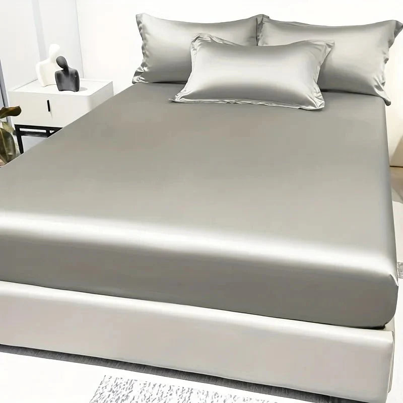 Fitted Bed Sheet 100% Cotton Satin All-Around Elastic