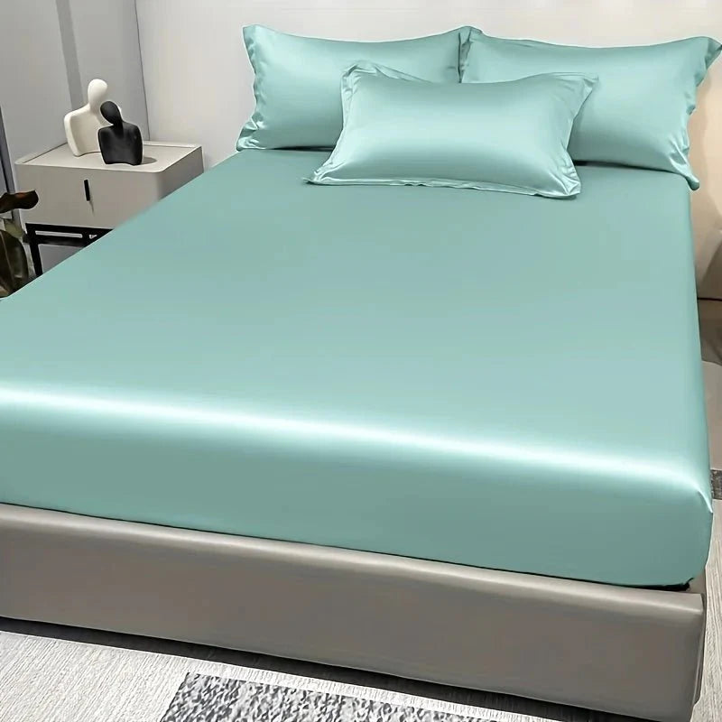 Fitted Bed Sheet 100% Cotton Satin All-Around Elastic