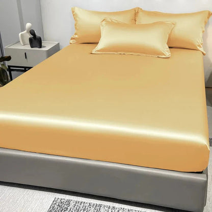 Fitted Bed Sheet 100% Cotton Satin All-Around Elastic