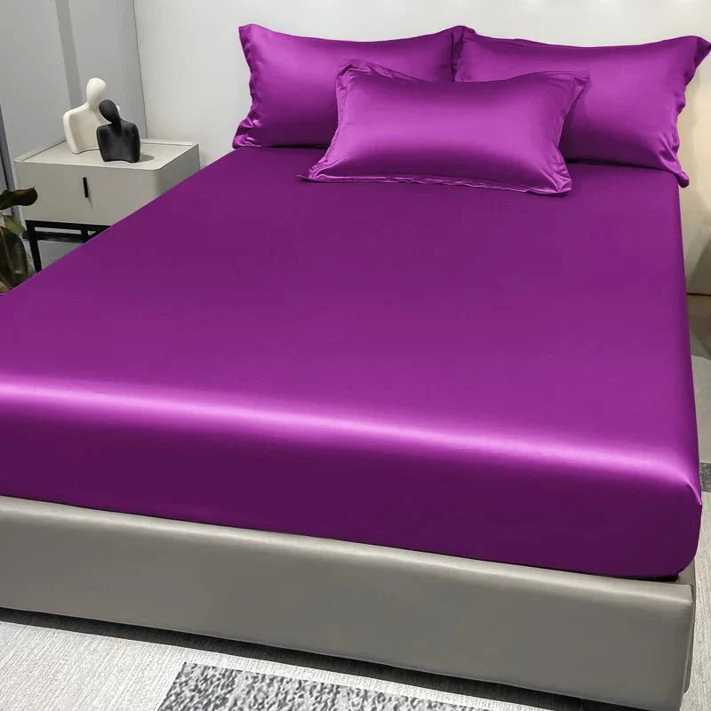 Fitted Bed Sheet 100% Cotton Satin All-Around Elastic