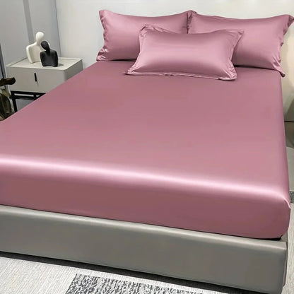 Fitted Bed Sheet 100% Cotton Satin All-Around Elastic