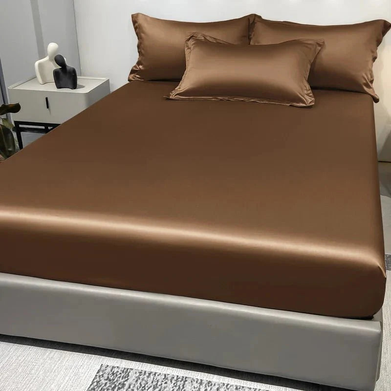 Fitted Bed Sheet 100% Cotton Satin All-Around Elastic