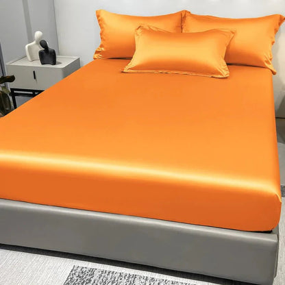 Fitted Bed Sheet 100% Cotton Satin All-Around Elastic