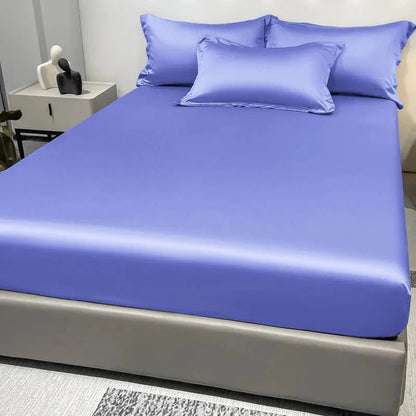Fitted Bed Sheet 100% Cotton Satin All-Around Elastic