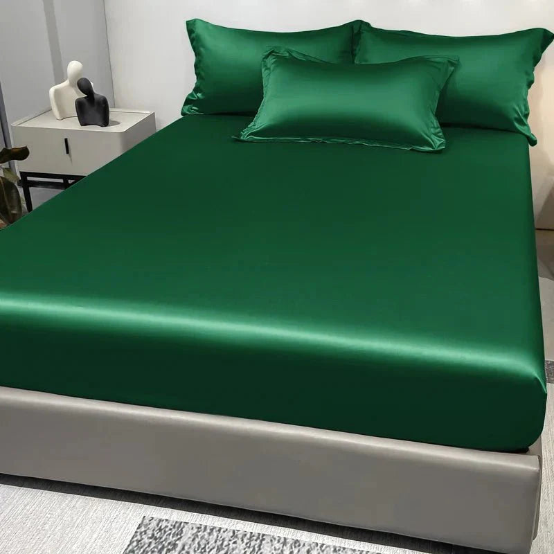Fitted Bed Sheet 100% Cotton Satin All-Around Elastic