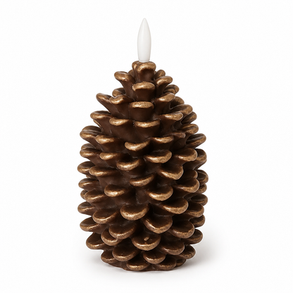 Flameless Candle Pinecone Wax Finish 800 Hour Burn