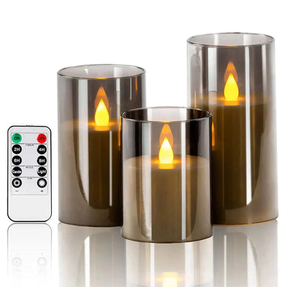 Flameless Candles Realistic Flame Remote Control Set of Three