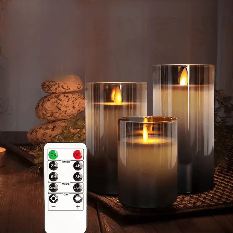 Flameless Candles Realistic Flame Remote Control Set of Three