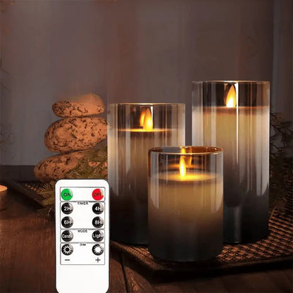 Flameless Candles Realistic Flame Remote Control Set of Three