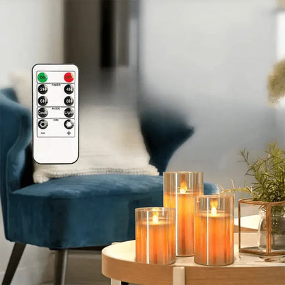 Flameless Candles Realistic Flame Remote Control Set of Three
