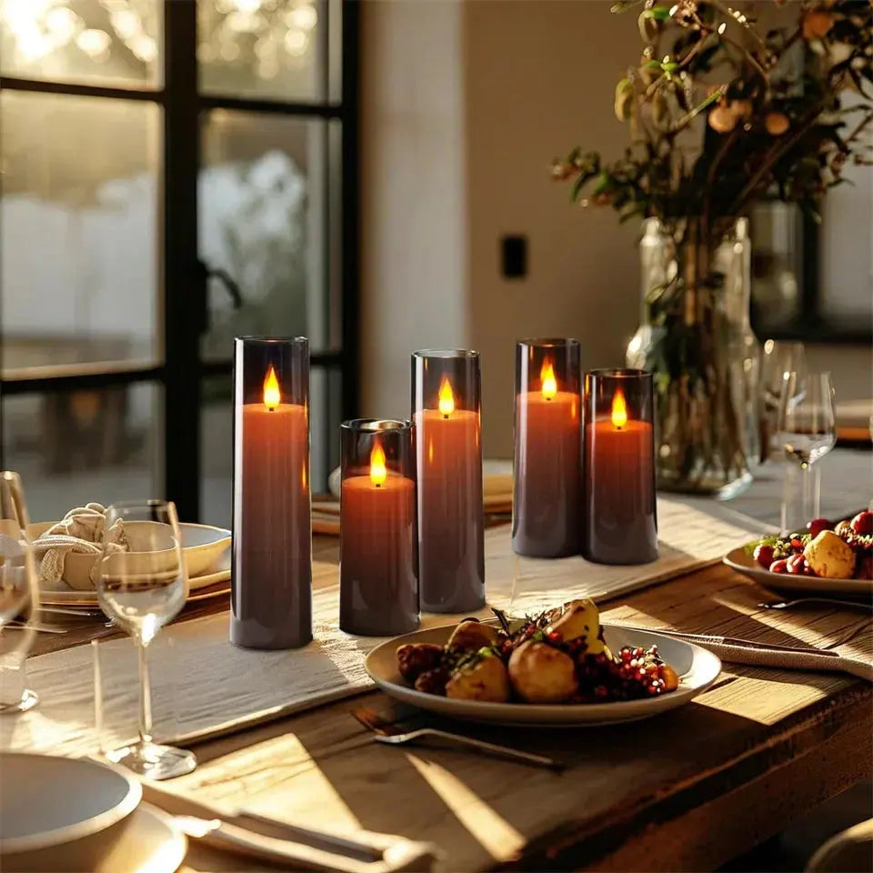 Flameless Candles Realistic Flame Remote Control Set of Three