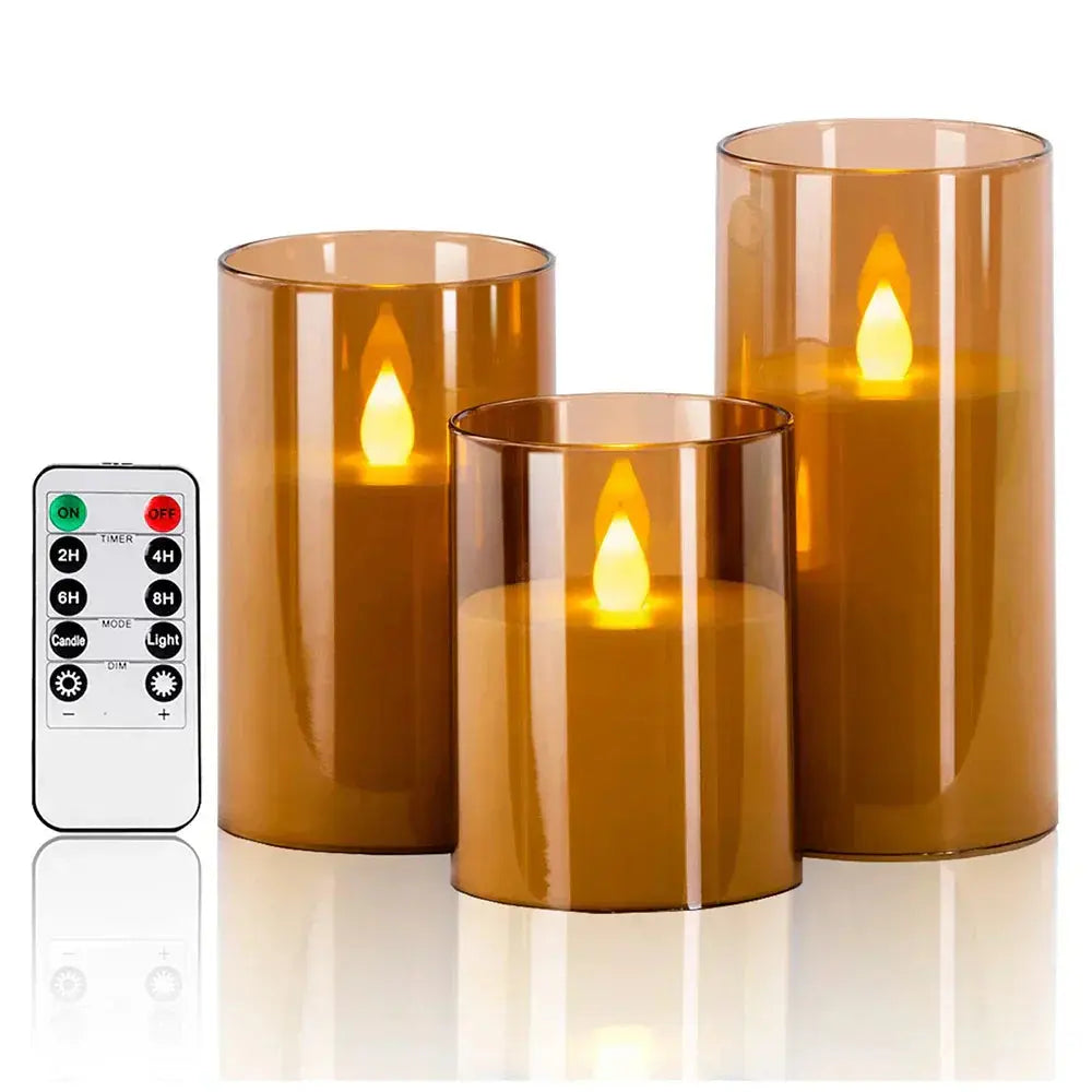 Flameless Candles Realistic Flame Remote Control Set of Three