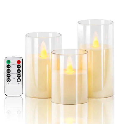 Flameless Candles Realistic Flame Remote Control Set of Three