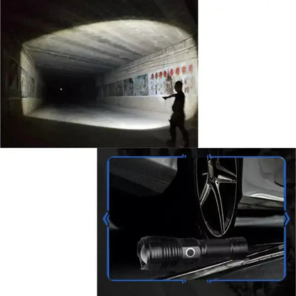 Flashlight 90,000 Lumens Adjustable Zoom IP65 Splash Resistant