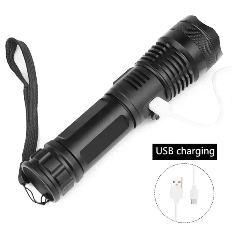 Flashlight 90,000 Lumens Adjustable Zoom IP65 Splash Resistant