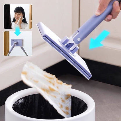 Flat Mop Touch-Free Slide-Pull 360° Swivel Stainless Steel Handle