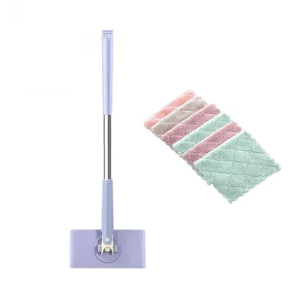 Flat Mop Touch-Free Slide-Pull 360° Swivel Stainless Steel Handle