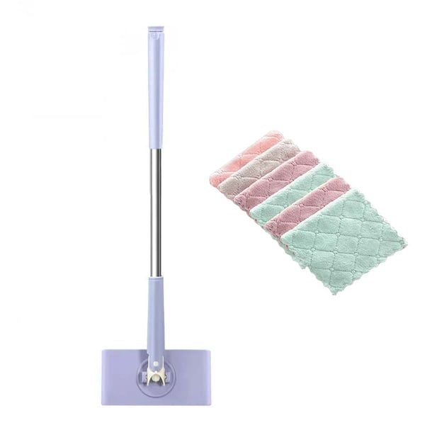 Flat Mop Touch-Free Slide-Pull 360° Swivel Stainless Steel Handle