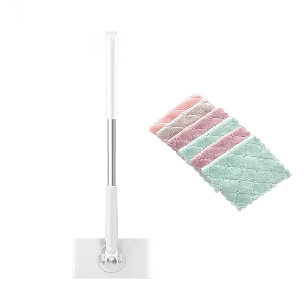 Flat Mop Touch-Free Slide-Pull 360° Swivel Stainless Steel Handle