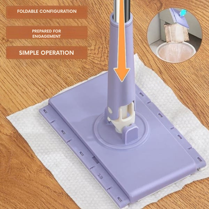 Flat Mop Touch-Free Slide-Pull 360° Swivel Stainless Steel Handle