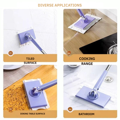 Flat Mop Touch-Free Slide-Pull 360° Swivel Stainless Steel Handle