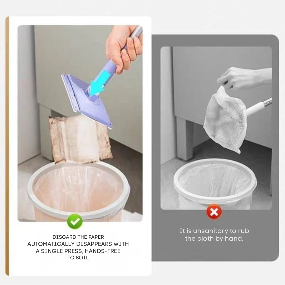 Flat Mop Touch-Free Slide-Pull 360° Swivel Stainless Steel Handle