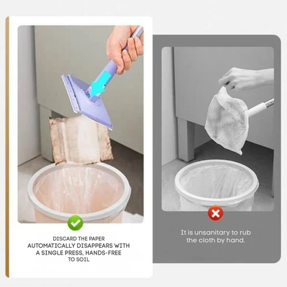 Flat Mop Touch-Free Slide-Pull 360° Swivel Stainless Steel Handle