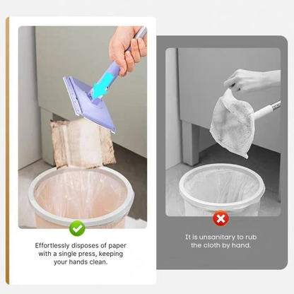 Flat Mop Touch-Free Slide-Pull 360° Swivel Stainless Steel Handle