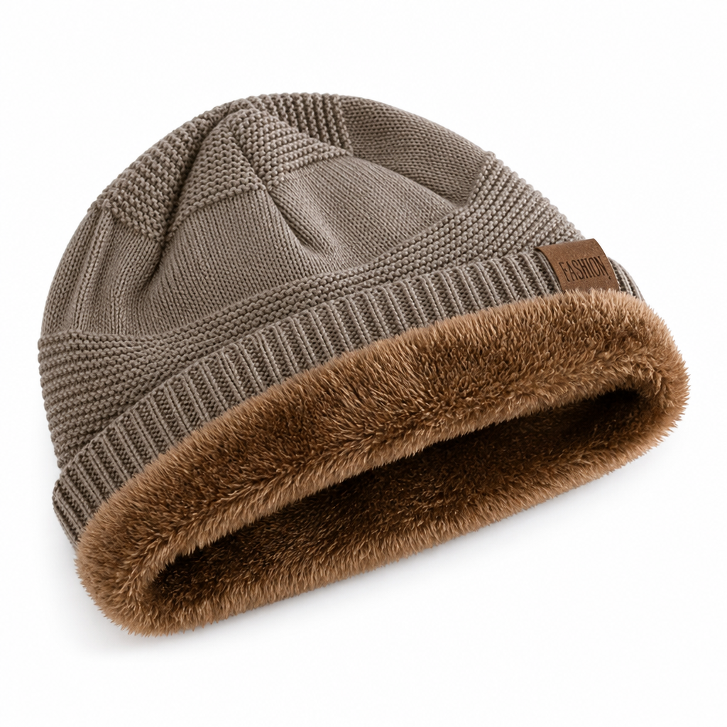 Fleece-Lined Slouchy Ribbed-Cuff Beanie