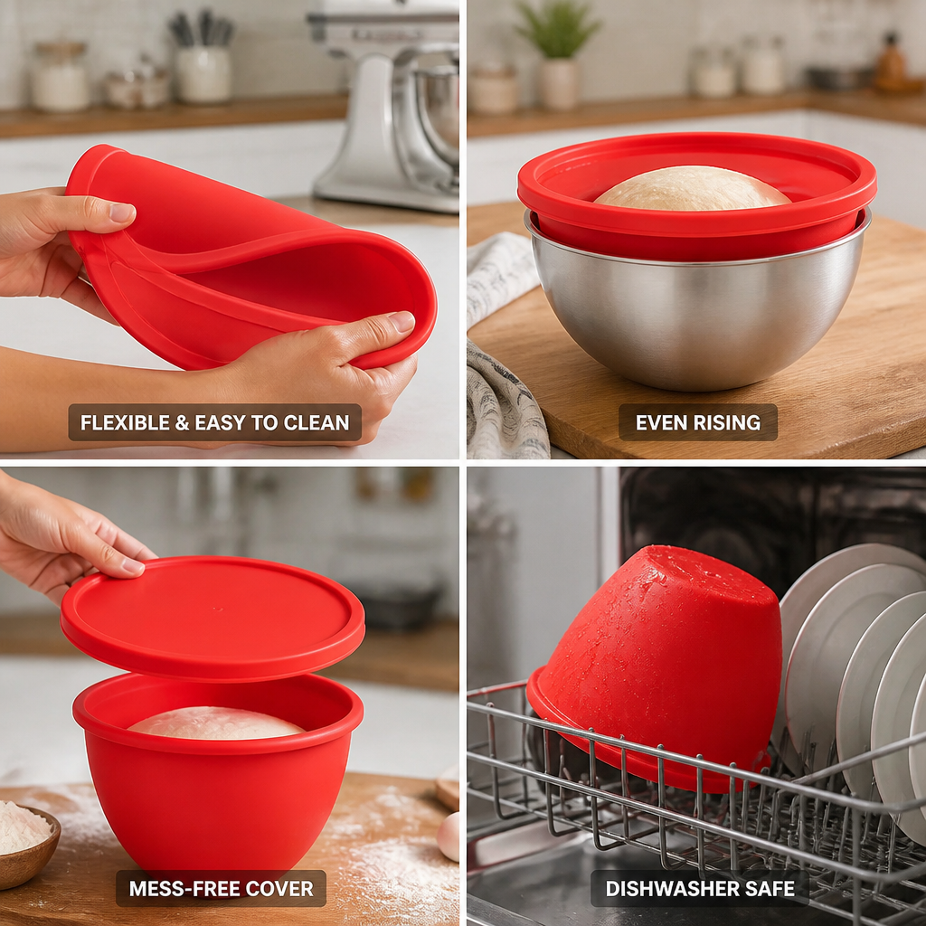 Flexible Food-Grade Silicone Mixing Bowl Insert (With Lid, Fits 9.45 In Bowls)