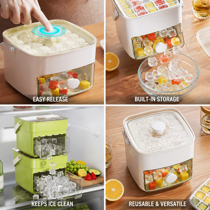 Flexible Push-Out Ice Cube Tray (Integrated Storage Box)