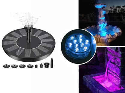 Floating Solar Fountain 4 Interchangeable Nozzles Optional LED